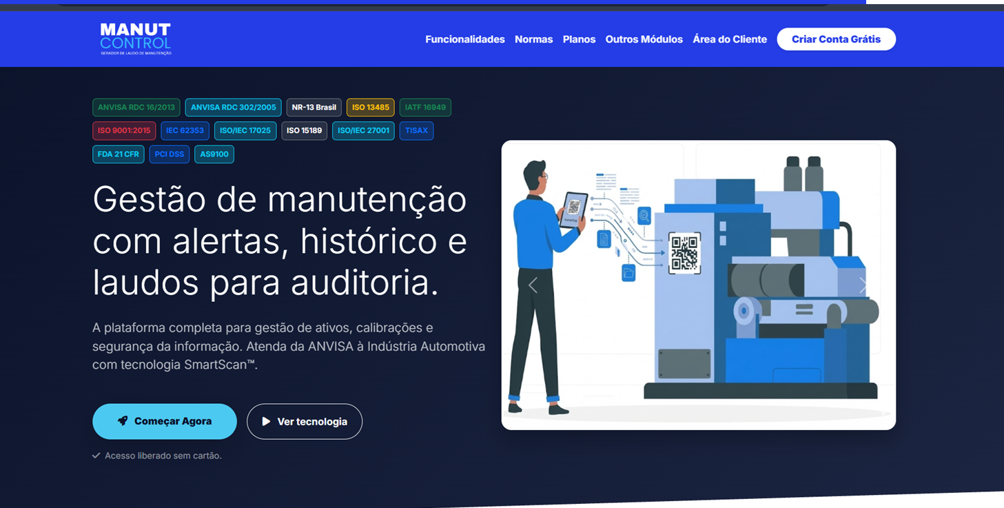 Tela do Dashboard ManutControl