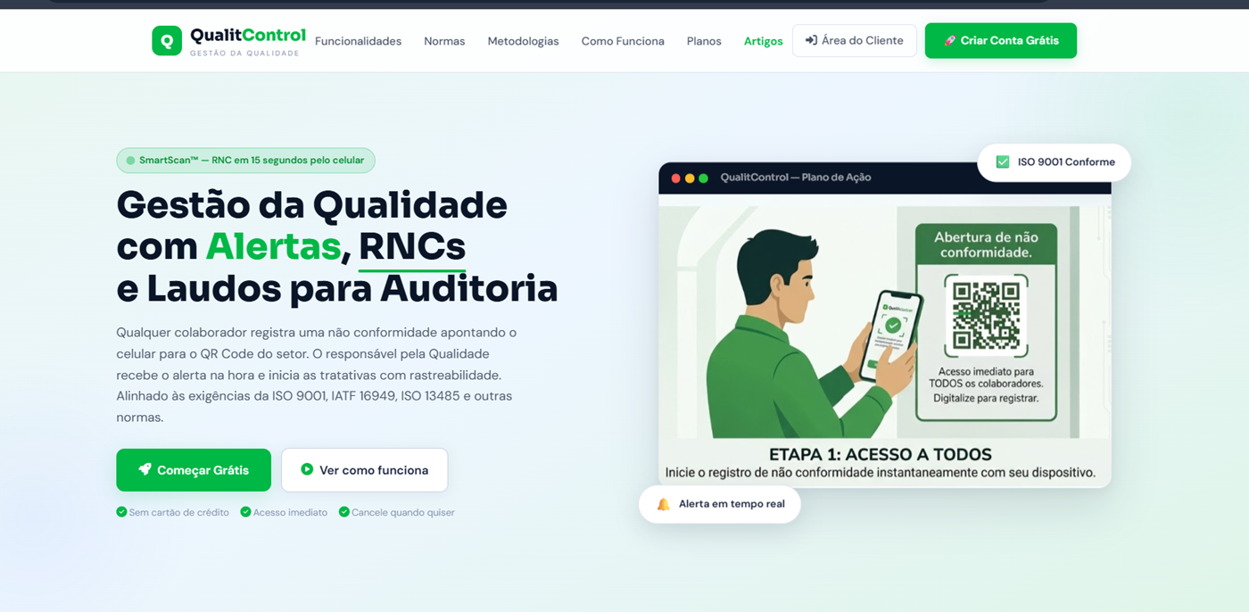 Tela do Dashboard QualitControl
